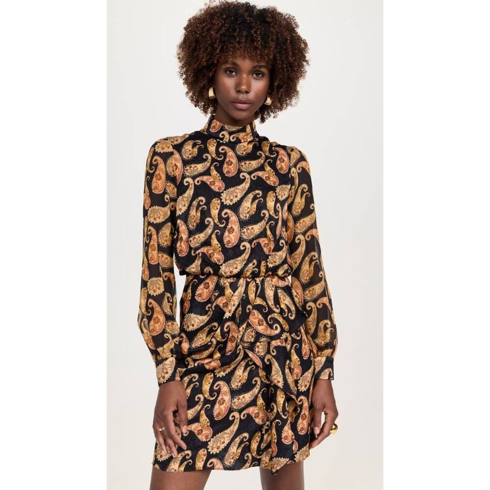Saloni Draped Isa Short Dress in Ixora Cashew UK 6 US 2